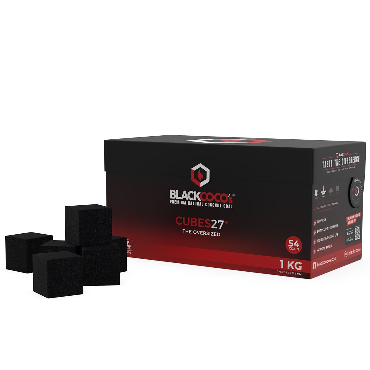 BlackCocos Coconut Charcoal 27 mm - 1 kg (with inside box)